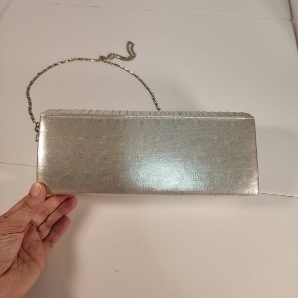 WHITTAL & SHON Evening Clutch Purse Silver Metallic Rhinestone bag Purse (FB1) - Picture 6 of 8